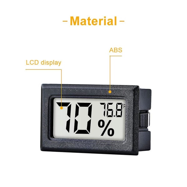 12-pack mini liten digital elektronisk temperatur luftfuktighetsmätare inomhustermometer Hygrometer LCD-skärm Fahrenheit () för humidorer, Greenhou