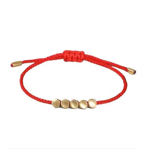 Kopparpärlor Armband Justerbar Handgjord Buddhist Armband Lucky Rope Hand Chain Red