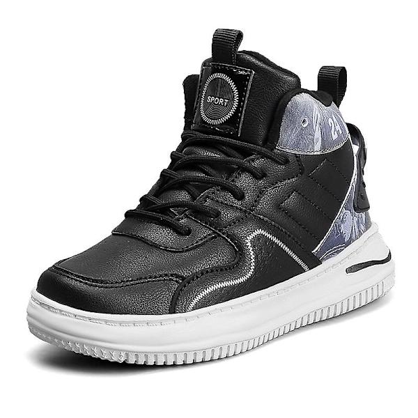 Barn Sneakers Hög-Top Sneakers Löparskor Platta Skor För Pojkar Fr887 BlackWhite EU 36