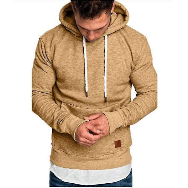 Herrar Hoodies Pullover Sweatshirt Casual Jumpers Långärmad Toppar Solid Color Design 2XL Khaki