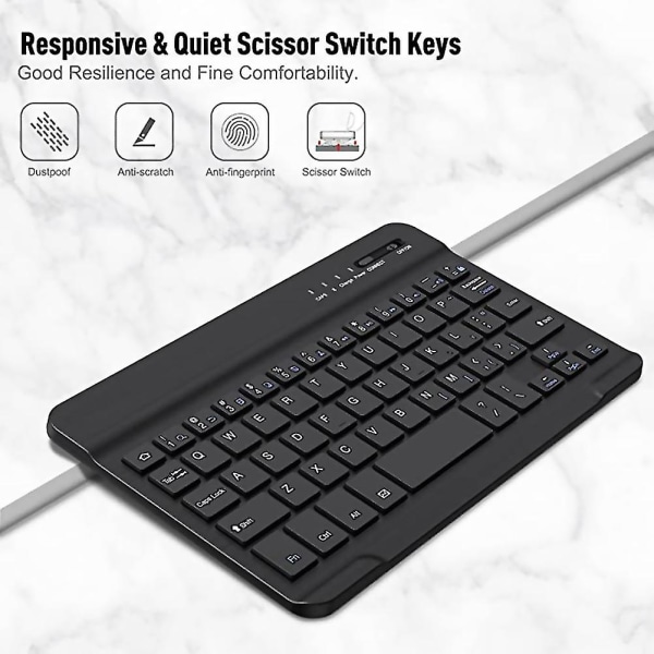 Bluetooth Luminous Keyboard för Tab Galaxy A7 Lite 8.7 tum, svart