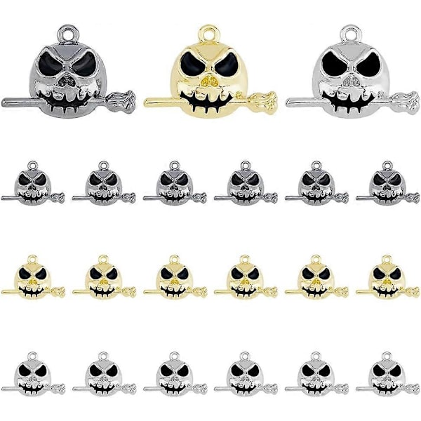 30 kpl Pääkallokorut 3 väriä Halloween-riipukset Luurankopää ruusukoristeilla Goottilaiset ja punk-korut Metalliseos Emali Pääkallokorut DIY-korujen valmistukseen