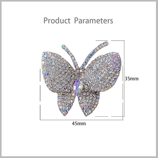 Svart fjäril strass brosch pin för kvinnor flicka män överdrivna Ab kristallkluster mode tecknad djur kavajslag stift klänning accessoarer unisex Del