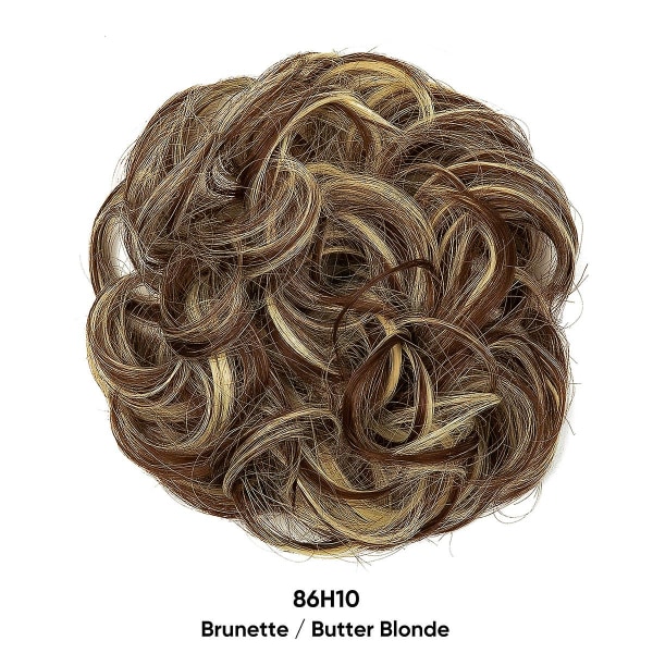 Hårstycke med resårband, stort bulle-hårstycke Blont lockigt hår Scrunchie med hår Uppsatt hårförlängning Smutsiga bulle-hårstycken för kvinnor flickor blonde6