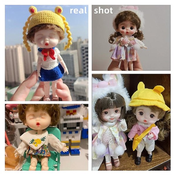 1/12 Mini dukke ob11 20 bevegelige ledd jentedukke søtt uttrykk ansikt krøllete kort parykk 13cm dukker leker gave til jenter munecas bjd 12cm doll1