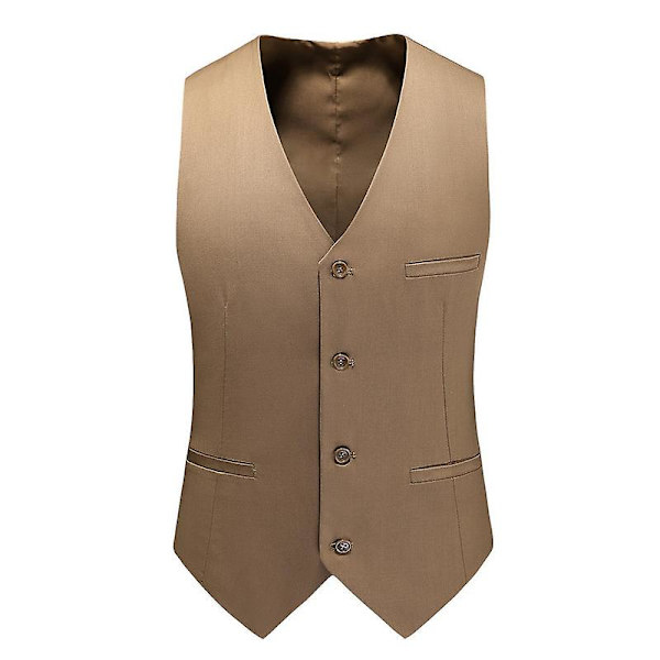 Herre Klassisk Forretningssæt Vest, Regular Fit Smokingvest Coffee L