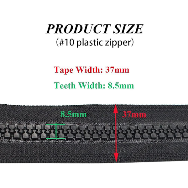 2 stk. #10 26 tommer delbare jakkeglidelåser for søm av kåpe, jakke, vinterkåpe, svart tape, kraftige glidelåser, store støpte plastglidelåser i bulk (26\" 2 stk)