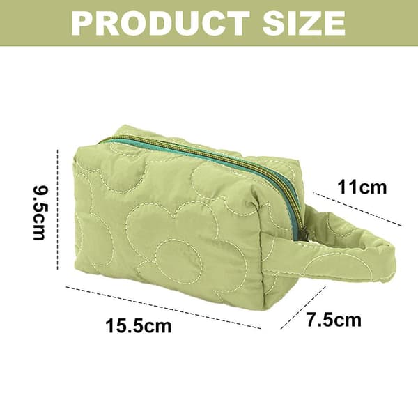 Polyester Blomster Kosmetikpose Opbevaring Afslutningspose Bærbar Kosmetikpose green