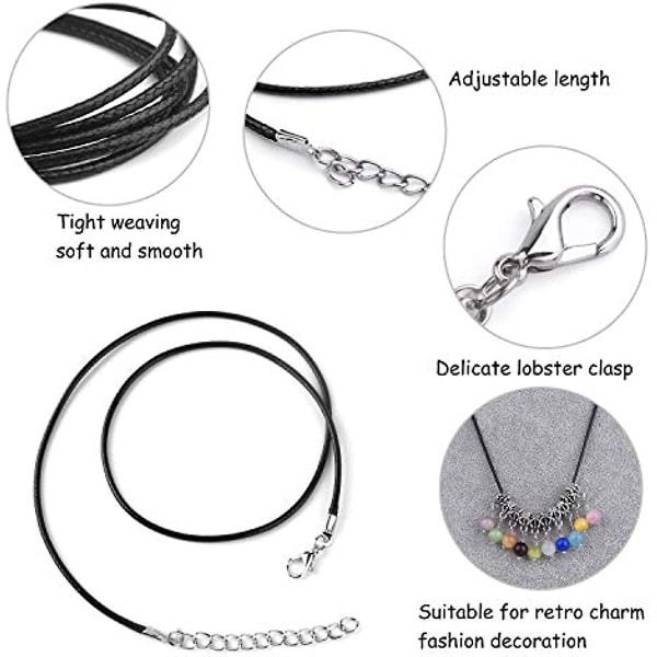 60 st Halsbandssnöre 2 mm vaxad halsbandssnöre med lås Halsbandssnöre för gör-det-själv Armband Halsband Smyckenstillverkning 10 färger