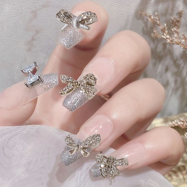 12 stk. Sløjfe Negle Legering Rhinestones Til Negle Sæt Sløjfe Negle Krystaller Til Akryl Negle Juveler Rhinestones Negle Kunst style1