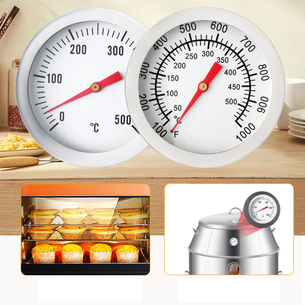 Grilltermometer, rostfritt stål ugns termometer Max 500c/1000f Analog display termometer för ugn, pizzaugn, vedeldad ugn