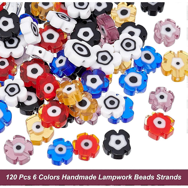 120 st Evil Eye Pärlor Handgjorda Lampwork Pärlor för Halsband DIY Smyckestillverkning 0,28x0,28x0,12 tum