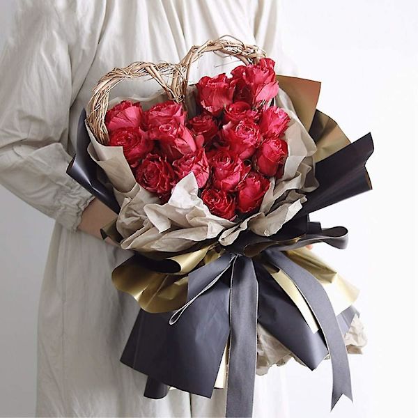 Dubbelsidigt gyllene blomsteromslagspapper Vattentät presentförpackning Blomsterhandlare Bukettförpackningar, 20 ark 23,6x23,6 tum (5)