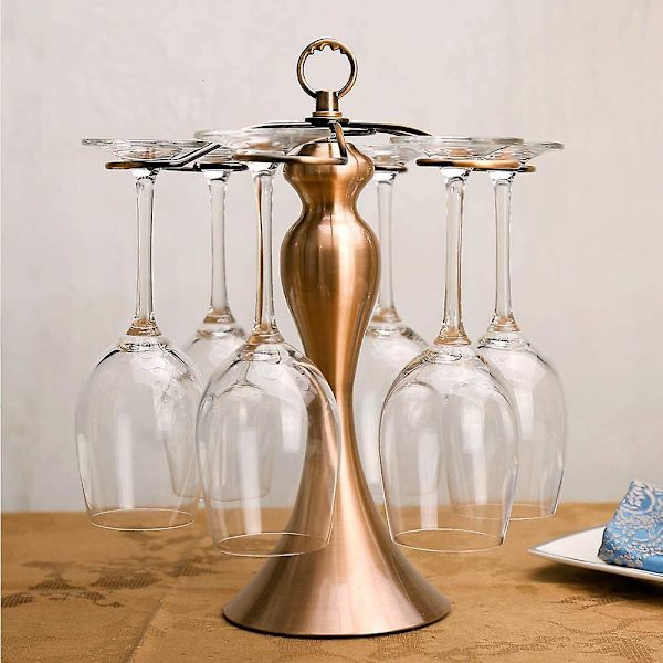 Klassisk Elegant Bordplade Vinglas, Stativ 6 Vinglas Holder Opbevaring Fritstående Stilkglas Stativ Display Holder, Hængende Kop Organizer