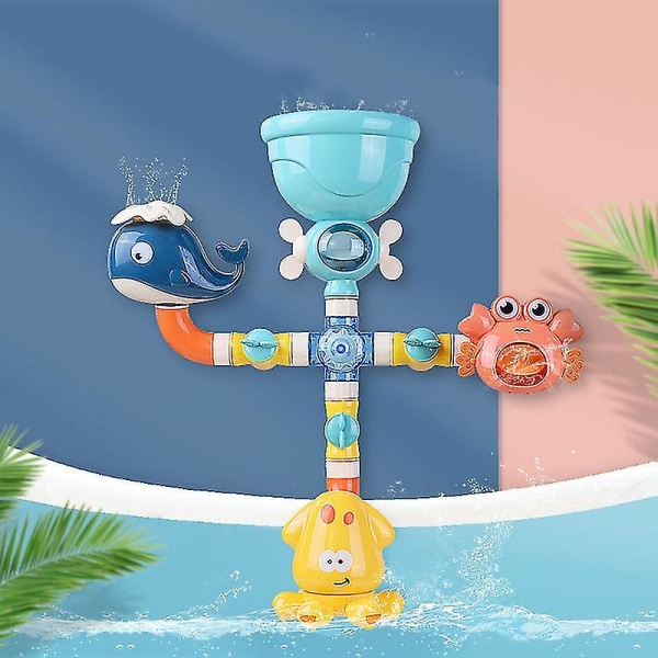 Baby Bath Dinosaur Toy vattenrör med vattenhjul och olika havsdjur leksaker Dinosaur