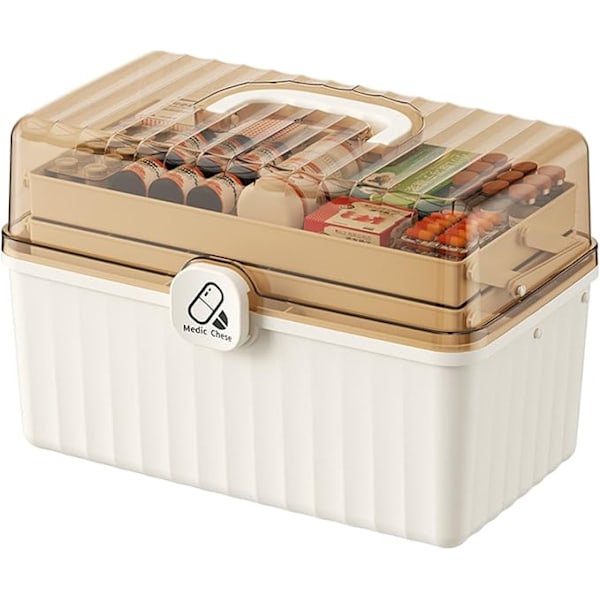 Medisin Organizer Boks, Transparent Medisinboks - Trelags sammenleggbar medisinbeholder Hjemmeboks
