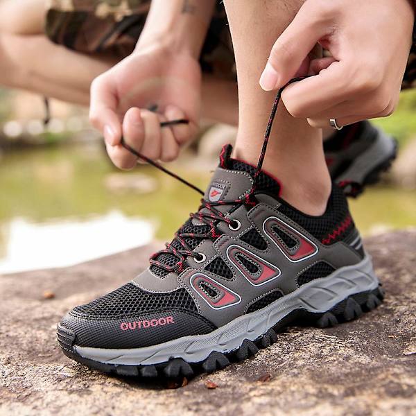 Herre Vandresko Lav Top Sneakers Til Udendørs Trailing Trekking Vandring 3Ds1981 Black EU 41