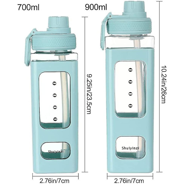 Plast Vattenflaska Med Sugrör, 700/900ml Plast Vattenflaska, Enkel Bärbar Sport Pojke Flicka Vattenkopp