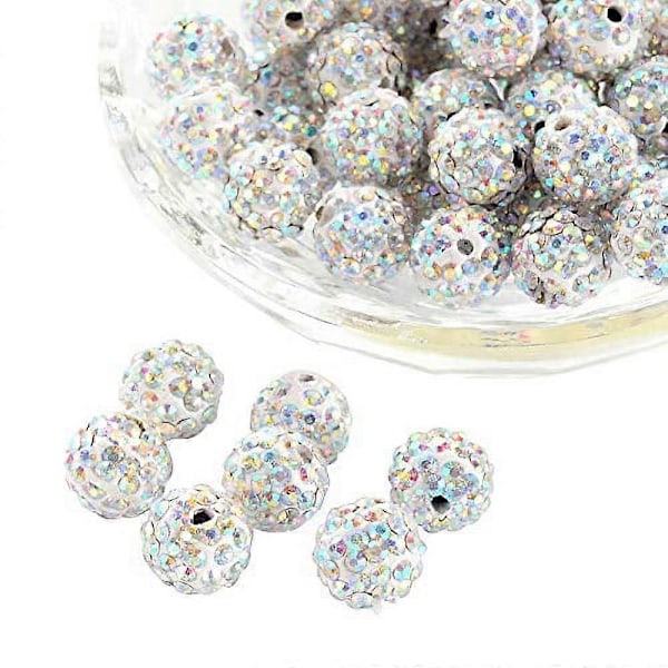 100 st 10mm Rhinestone Lera Pärlor Lera Pave Discokula Shamballa Lera Pärlor för Smyckestillverkning - Smaragd