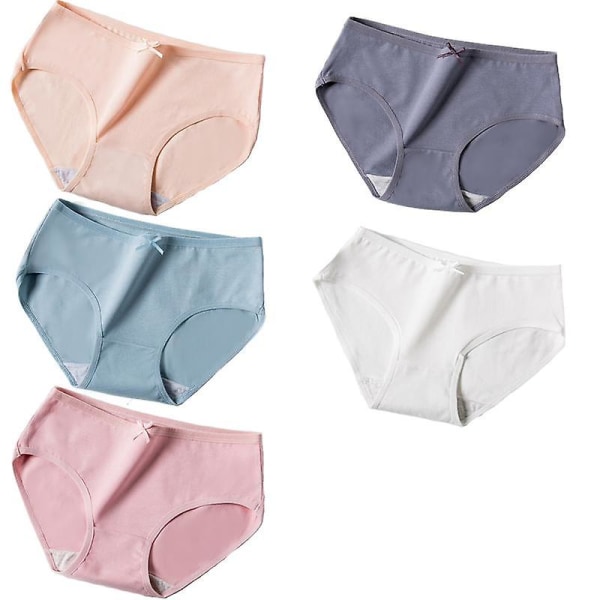5 stk. bomulls truser pustende dameundertøy ensfargede truser dame underbukser 1 M