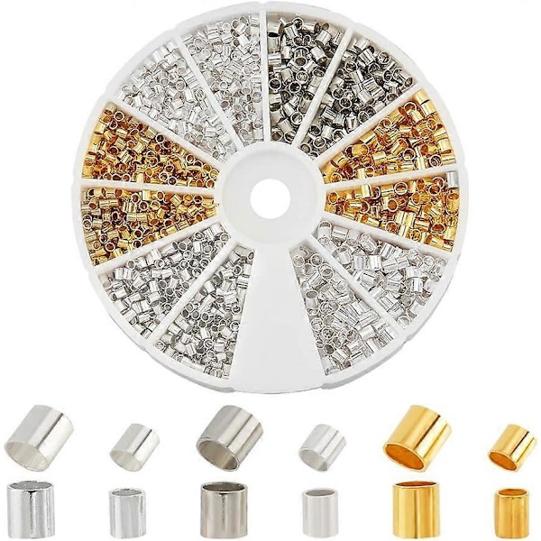 Rörformade Crimp Pärlor 3000 st 1,5 mm 2 mm Mässing Rör Crimp Ände Distans Pärlor Snöre Ände Kappor Lösa Stopp Pärlor