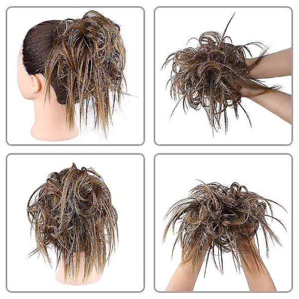 Slarvig Hårbulle Hårstycke Med Elastiskt Gummiband Extensions Hårstycke Syntetiskt Hår Extensions Scrunchies Hårstycke För Kvinnor (Tousled Updo Bun, Me