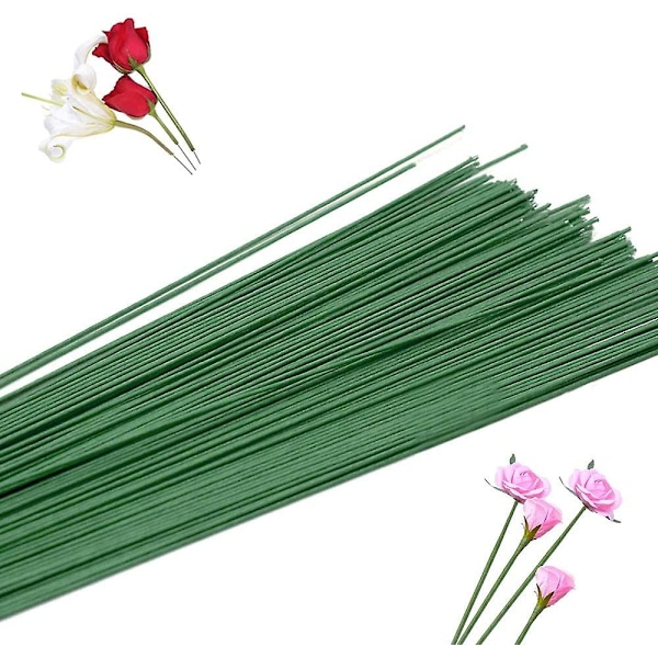 200 stjälkar blomstertråd, handgjord bukett, stjälkar för blomsterarrangemang, 22 gauge konstgjord växtstjälk för gör-det-själv-material, handgjord