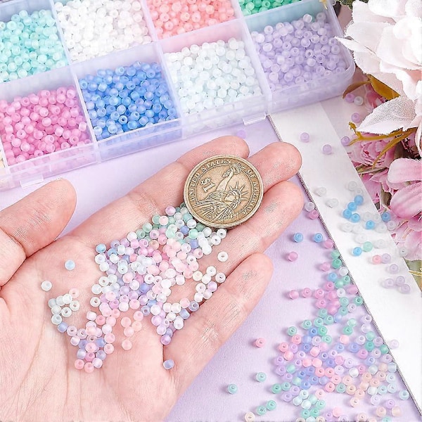 150g Glasfrö Pärlor 15 Färger 3mm Lösa Frö Pärlor Kit Vännskap Midjepärlor Transparent Frostad Kristall Pärlor för Vår Sommar Halsband Armband