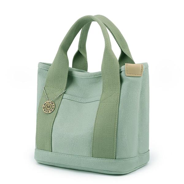Canvas tote taske til kvinder, canvas håndtaske med flere indvendige lommer, lynlåslukning med vedhæng, ensfarvet Portable Green