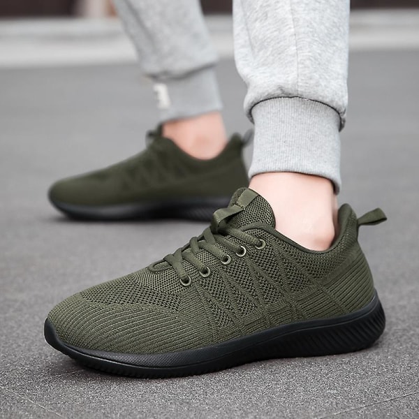 Mäns löparskor lätta andningsbara promenadskor atletiska mode sneakers 3Dsf022 Green EU 37