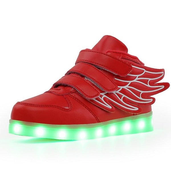 Barn Sneakers Pojkar Led Light Up Sneakers Pojkar Flickor Sport Löparskor 2L1188 Red 36