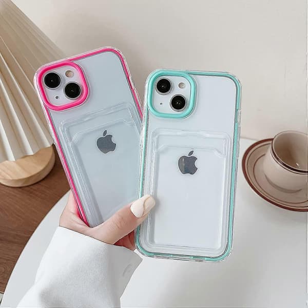 Candy Farve Kortholder Klar Stødsikker Blød Kompatibel med iPhone Case (Rød, iPhone 13 Pro) Blue iPhone 12 Pro Max