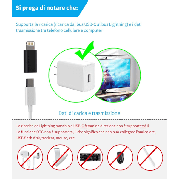 USB C till  Adapter (3-pack) Typ-C Honkabel för Apple Plug Converter Typ C Kabel Hona Tillbehör för iPhone 14 13 12 11 Pro Max 7 8 Plus