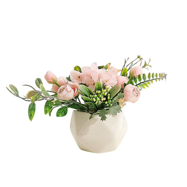 Enkel geometrisk blomkruka simulerad blomma dekoration vardagsrum matbord krukväxt dekoration hem grön växt bonsai pink