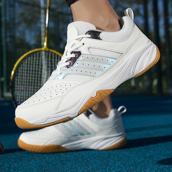Herre Dame Letvægts Sneaker Mode Indendørs Baneksko Egnet Til Badminton 3Da1020 WhiteGray EU 41