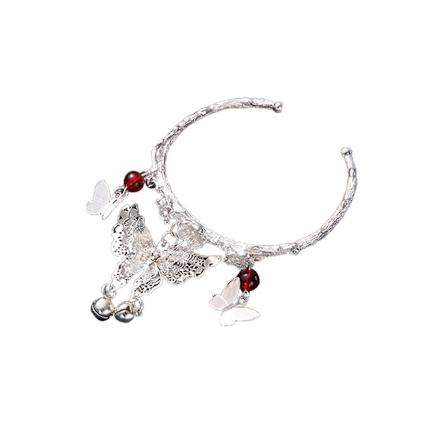 Armbånd Sølv Sommerfugl Afledt Justerbart Armbånd Smykker Klokke Antikt Armbånd E