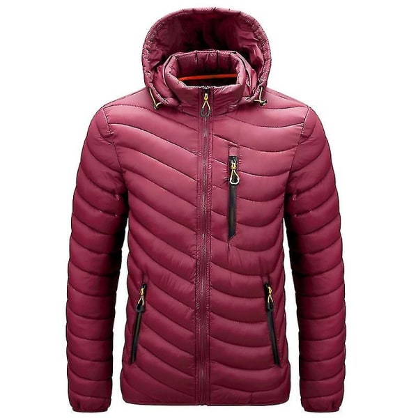 Vinterjacka Plus Size Med Huva, Vattentät Jacka För Män Kvinnor 4XL Wine Red
