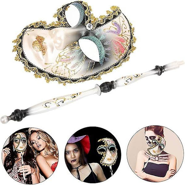 Maskerade maske på pinne Venetiansk maske for kvinner ball maske tilbehør maskerade maske for kvinner cosplay party maske dame maskerade maske sminke
