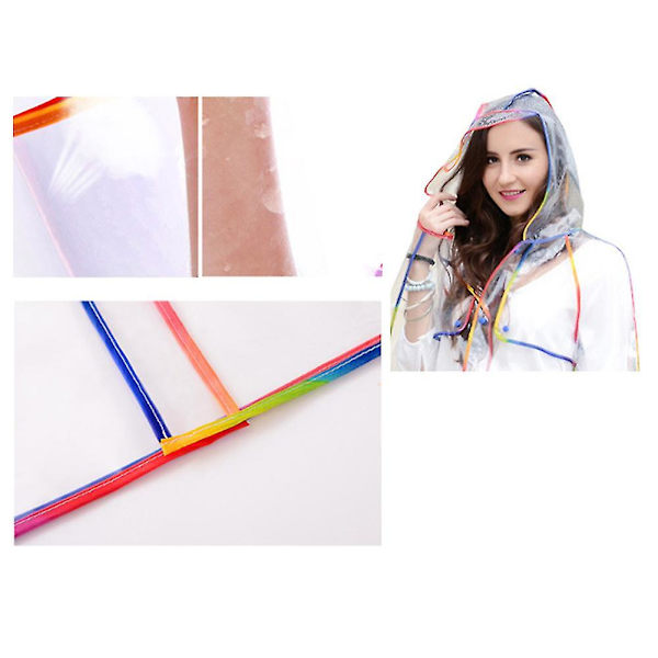 Voksen Gennemsigtig Tyk Hætte Langærmet Vandtæt Regnfrakke Poncho Regntøj Multicolor M