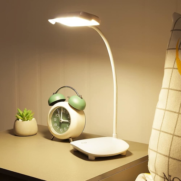 USB Genopladelig Bordlampe, 40 LED 2 Batterier 3200mah, Touch Lys 3 Farver 6 Dæmpbare Tilstande, Hukommelsesfunktion