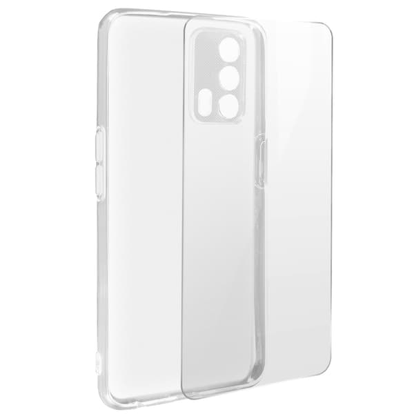 Etui til Realme GT Silikone Blød og Hærdet Glas sort Transparent