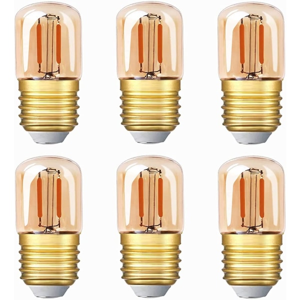 Mini Tubular Led-glödlampa, 1w T28 Edison Led Glödlampa E27 Skruvbas 2200k Supervarm vit glödlampa 80 Lm Ej dimbar (bärnstensfärgad glas)220v,6 Pack[en]