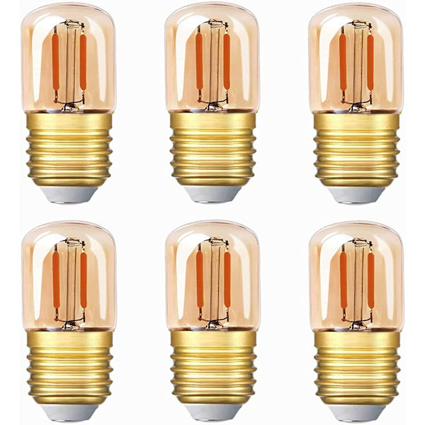 Mini Tubular Led -lamppu, 1 W T28 Edison Led -filamenttilamppu E27 kierrekanta 2200 K erittäin lämmin valkoinen lamppu 80 lm ei-himmennettävä (meripihkanvärinen lasi) 220 V, 6 kpl [ene