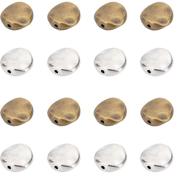 80 st 2 Färger Tibetansk Legering Vågig Platt Rund Distanspärlor Charms Hantverk Tillbehör för DIY Armband Halsband Smycken Fynd Tillverkning