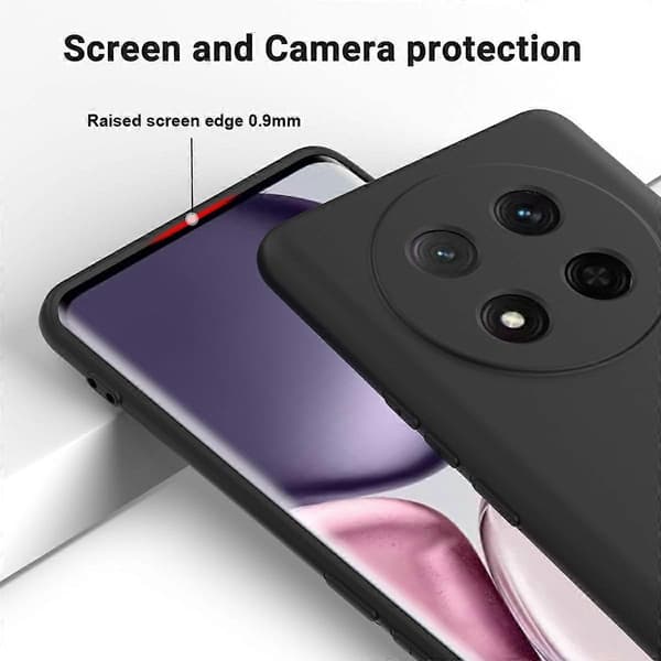 Flydende silikone telefoncover med håndrem til Honor Magic7 Lite 5G Black