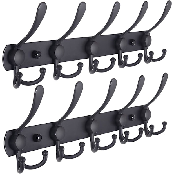 Klädkrokar, Klädhängare, Klädkrokar Väggmonterade, Stål Klädkrokar Rack, Klädkrok, Vägg Klädhängare (svart 2st)