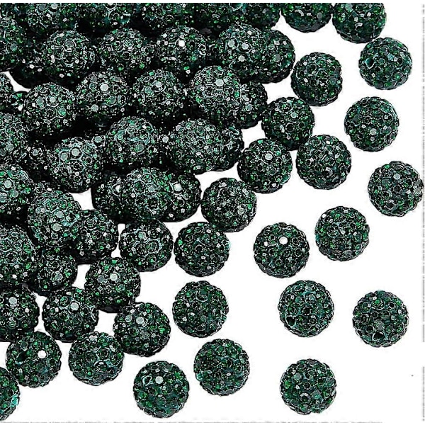 100 stk. grønne rhinsteinsperler til jul, 10 mm Pave Disco Ball leireperler