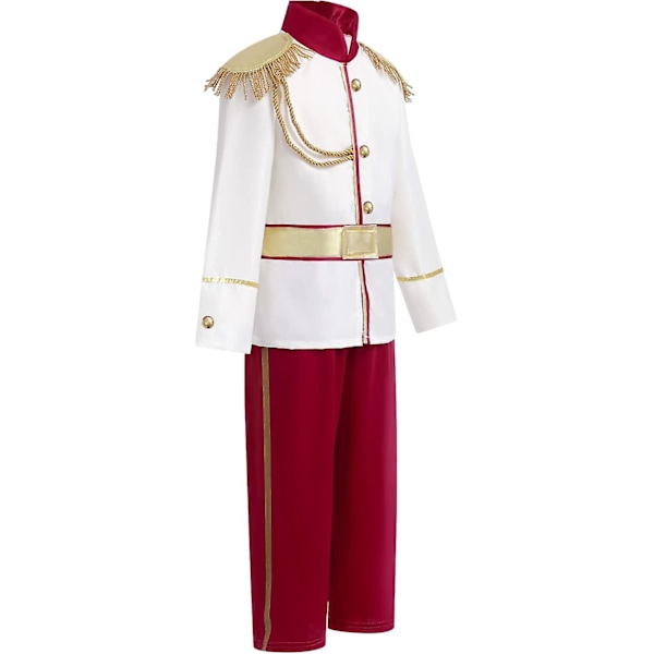 Charmig dräkt för pojkar Halloween Jul Cosplay Outfits Småbarn Barn Medeltida Kunglig Riddare Sagodräkt Med Kunglig Krona Röd Robe Trollstav L