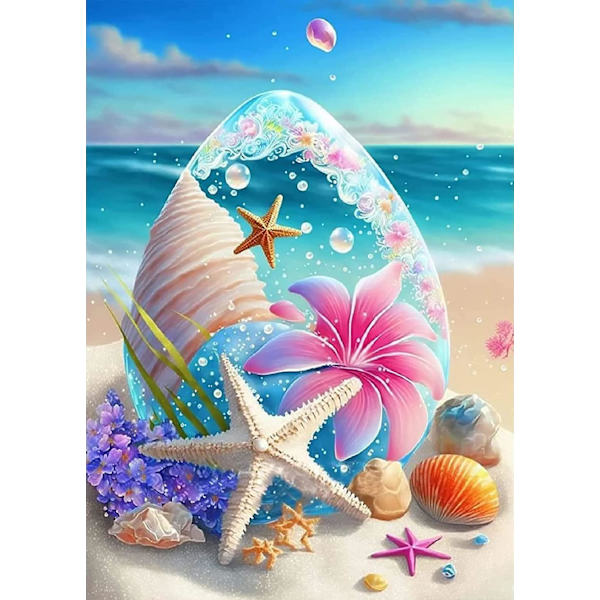 5d Diamantmålningssatser för vuxna nybörjare, fantasy Shell Seaside Diamond Art Kits, diy Full Round Drill Beach Gem Art Kit, heminredning
