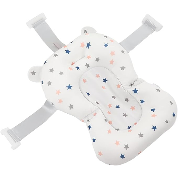 Baby Badeplads Pude, Sikker Foldbar Indsats Baby Badepude Badeindsats Sæde til Nyfødt (Hvide stjerner)